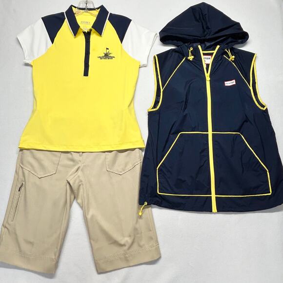 3pc Golf Outfit Womens S/M Annika LPGA Top Altrd / Izod Shorts 4 / Hunter Vest M - Picture 1 of 16